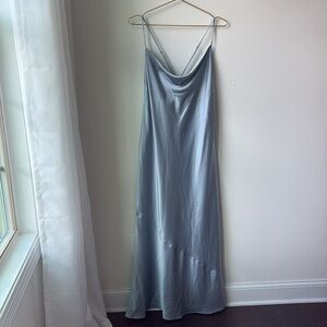 Show Me Your Mumu Tuscany Maxi Slip Dress in Steel Blue Luxe Satin Event Size XL